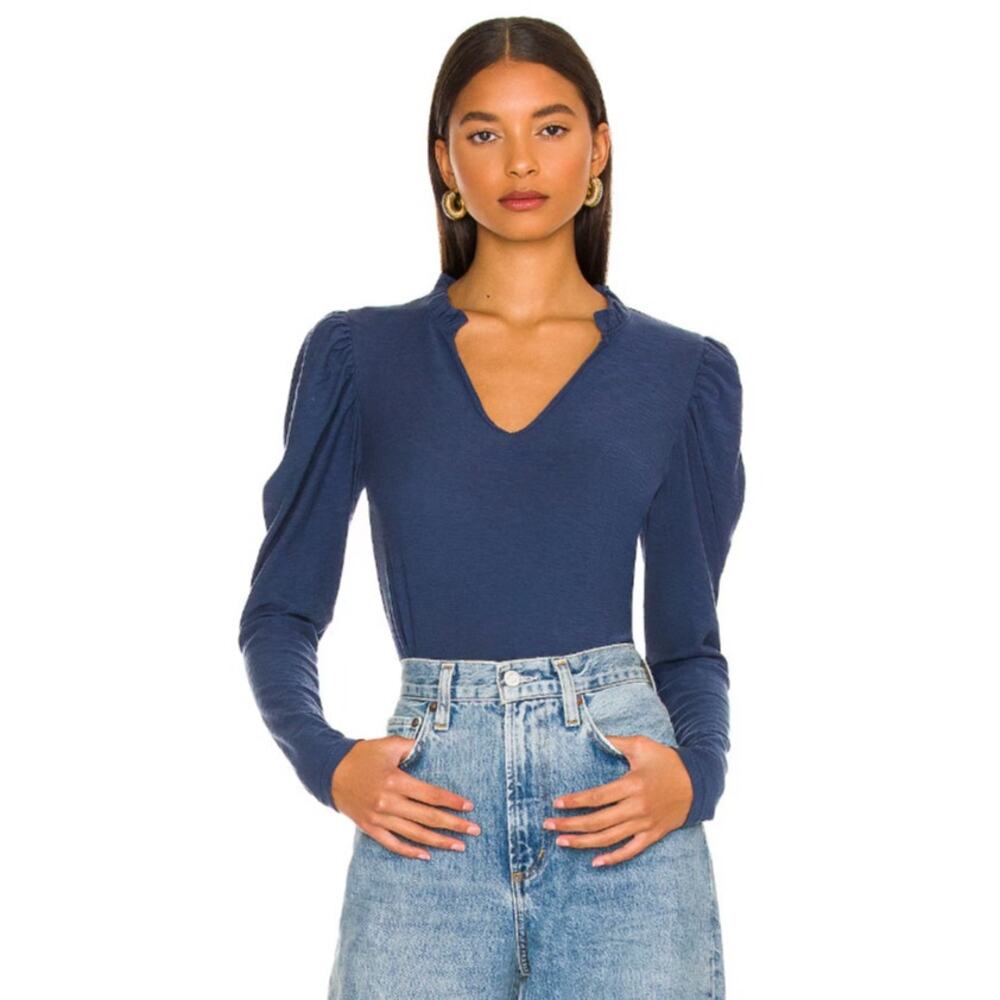 Nation LTD Ocean Blue Tamira Cotton Elizabethan Tee